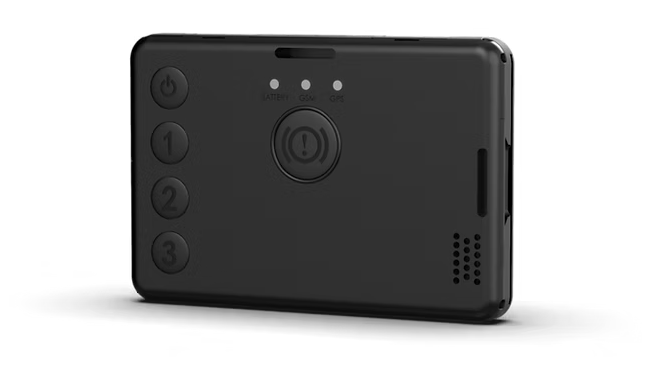 A pocket GPS tracker with an SOS button and three shortcut buttons